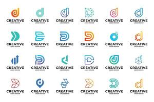 Set of collection letter D logo design templates. Abstract initial letters D symbol logo vector. vector