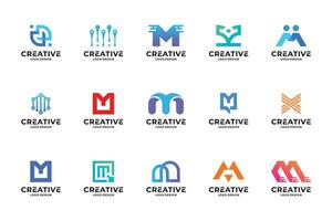 conjunto de creativo inicial letra metro logo diseño. colección de letra metro logotipo vector