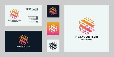 logo design technology idea, inspiration, hexagon concept with gradient color vector