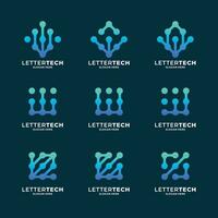 collection of technology logo design element vector