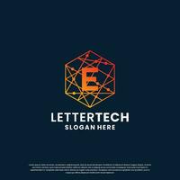 creative letter E tech, science, lab, data computing logo design for your business identity vector