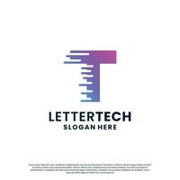 creative letter T tech, science, lab, data computing logo design for your business identity vector