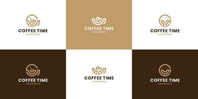 conjunto de café hora logo diseño recopilación. descanso para café logo vector