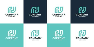 set of letter A , H, N modern logo monogram vector