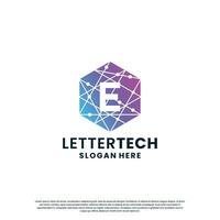 modern letter E logo design with gradient color for technology and science business company. vector