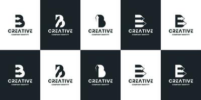 set of abstract letter b logo design monogram vector