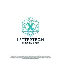 letter X logo design for technology, science and lab business company identity vector