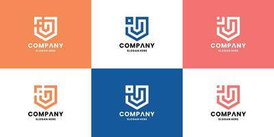 modern letter J shield monogram logo vector