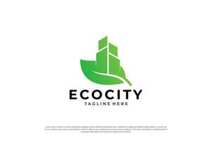 Green city logo design. Symbol icon for residential, apartment and city. vector