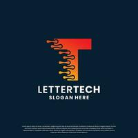 modern letter T logo design with gradient color for technology and science business company. vector