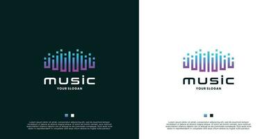 music wave logo design element, pulse music player logo with gradient element vector