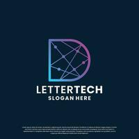 creative letter D tech, science, lab, data computing logo design for your business identity vector