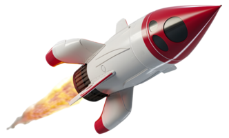 AI generated Launch of a red rocket isolated on transparent background. png