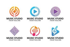 Set of music logo design collection. Audio player element design. vector