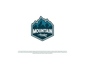 Mountain exploration badge logo design. Mountain travel emblem. Mountain expedition design. vector