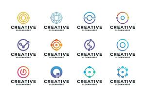 Set of Letter O logo design combine with dot, connection, molecule, connection concept. vector