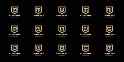 set of shield with letter a to z logo combination. vector