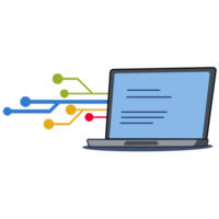 laptop with circuit line style icon. device network connection. png