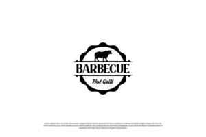 Vintage barbecue and grill logo design emblem. Steak house badges, labels. vector