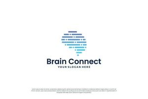 digital human brain connection logo design. vector