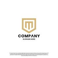 creative letter M combine with shield logo design monogram for your business identity vector