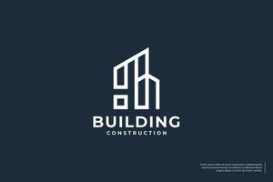 creative building logo design with line art concept. vector