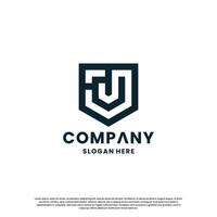 creative monogram letter J with shield combination logo design template vector