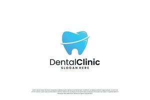 creativo dental clínica logo diseño con diente forma y degradado color. vector