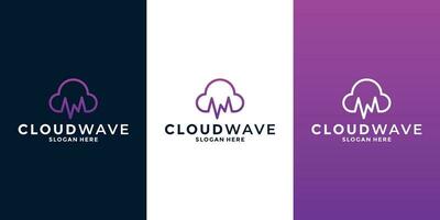 cloud and wave combination logo design vector