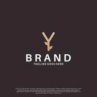 beauty letter Y logo design combine with leaf vector