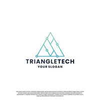 abstract logo for technology. triangle shape and connection circuit concept vector