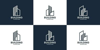 set of building logo design for real estate company vector