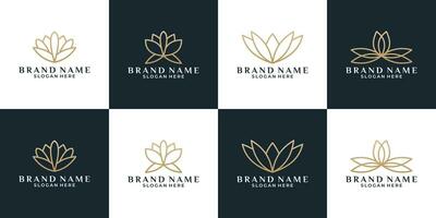 luxury bundle flower lotus logo design vector