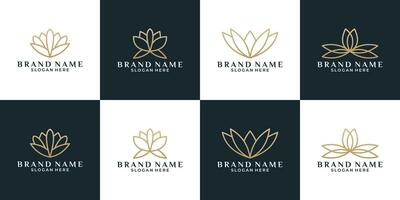 luxury bundle flower lotus logo design vector