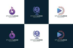 set of music logo design collection. symbol music, note, play icon modern template. vector