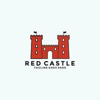 red castle symbol badge logo design vector