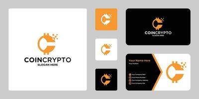 Crypt coin logo template with initial letter c. digital money icon, block chain, financial symbol. vector