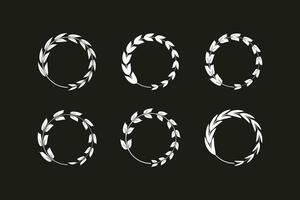 Set of circle shape laurel wreath logo design collection. vector