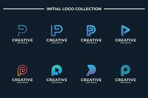 Set Of abstract letter P logo design vector. Letter P collection for Business, Brand, Company. vector