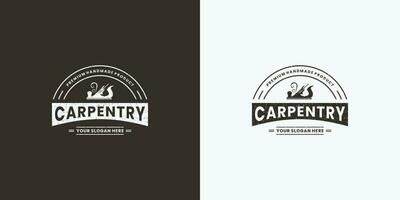 Clásico carpintería logo diseño para madera trabajador industria vector