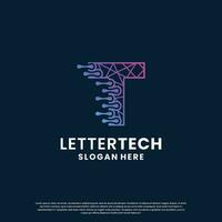 creative letter T tech, science, lab, data computing logo design for your business identity vector