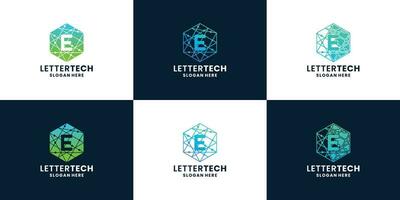 modern letter E technology logo vector collections