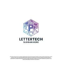 business letter P logo design for technology, lab, science, computing company vector