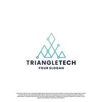 abstract logo for technology. triangle shape and connection circuit concept vector