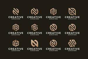 Collection of  Abstract symbol letter N logo design, Initial N with monogram concept. vector