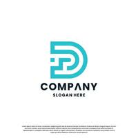 Creative letter D monogram logo design template vector