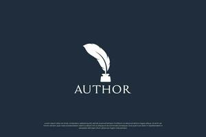 Quill pen signature logo design. Silhouette author ink template. vector