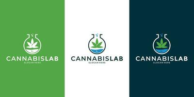 creative cannabis marijuana lab logo design template vector