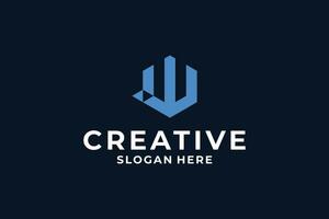 Creative letter W logo design with digital, fast, connection concept. vector