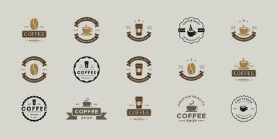 conjunto de café emblema logo diseño. vector
